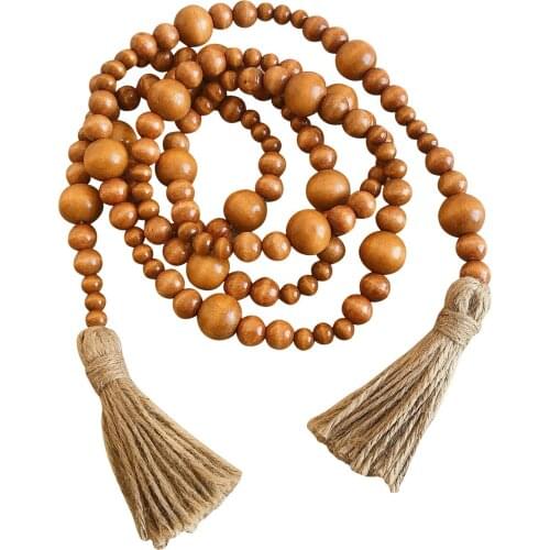Nordic Style 225cm Colorful Cotton Rope Wood Beads with Tassels Children Room Home Hanging Decoration
