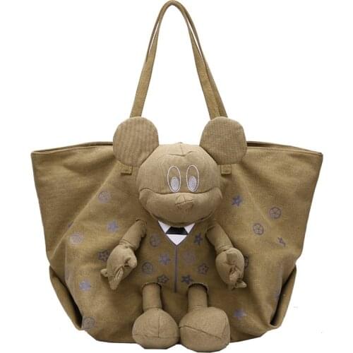 Disney Mouse Shoulder Bags Mickey Cartoon Lady Tote Large Capacity Bag Women Canvas Bag Fashion Handbags Travel Beach Bag