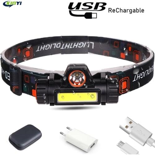 6000LM USB Rechargeable LED headlamp Waterproof COB work light with magnet headlight built-in battery For camping, adventure