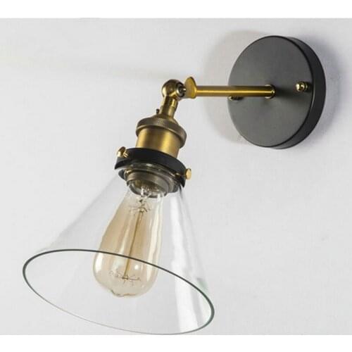 Vintage Industrial Edison Wall Lamps American Clear Glass Lampshade Wall Light Indoor Lighting For Bedroom Wall Sconce 110V 220V