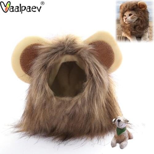 Funny Lion Cap For Cats Plush Lion Mane Cat Costume Lion Hair Wig Cap Dog Costumes for Small Dogs Christmas Pet Halloween Toys