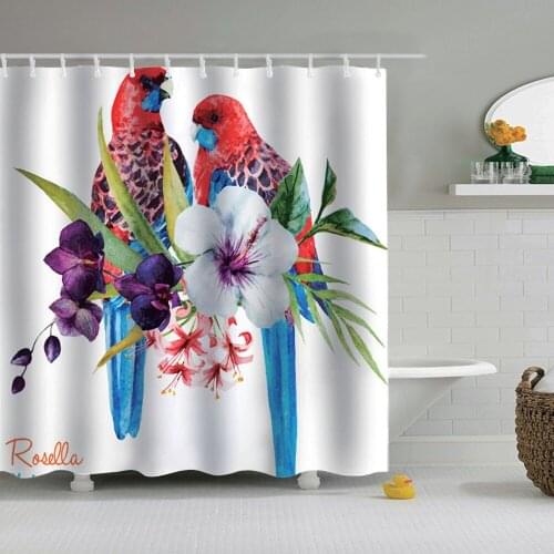 Dafield Parrot Shower Curtain Jungle Colorful Birds On Tree Branches Theme Tropical Nature Plants With Hooks