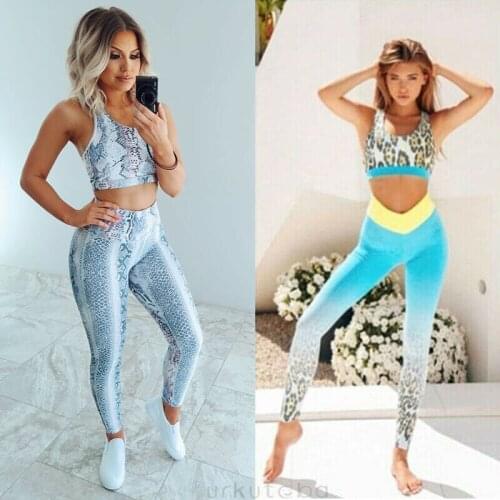 Women Summer New Yoga Set Running Bra Pants Gym Workout Fitness Clothes Tights Sport Wear