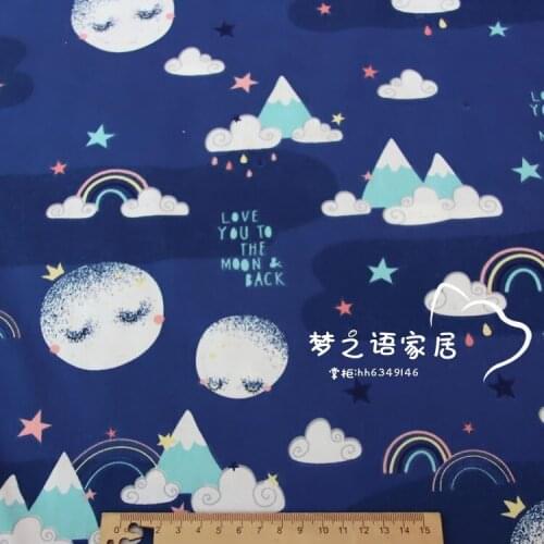 160cm*50cm Cloud MOON cotton fabric DIY bedding quilting apparel dress patchwork fabric kids handwork curtain decor cloth