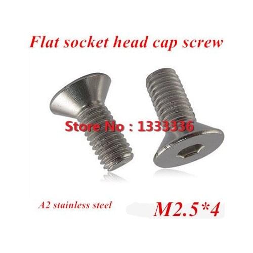 200pcs M2.5*4 DIN7991 Stainless steel Flat (Countersunk) Head Drive Hexagon Socket Cap Screw Bolt