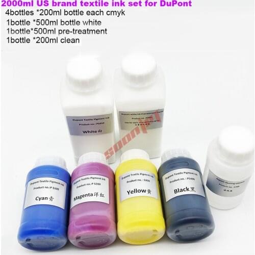 2000ml US brand Dtg Textile Ink set For Dupont ink for Epson L805 R330 R1390 L1800 R2000 4800 4880 DX5 DTG Tshirt Printer