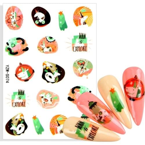 3D Self Adhesive Flower Unicorn Pattern Nail Art Decorations Stickers and Decals Acrylic Manicure Nails Supplies Tool
