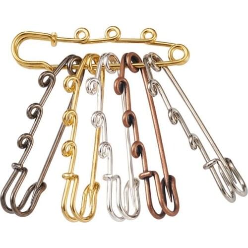 50pcs Iron Brooch Findings Safety Pin Kilt Pin for DIY Brooch Making Kilt Needles Jewelry Making Acessories Supplies 52x15mm