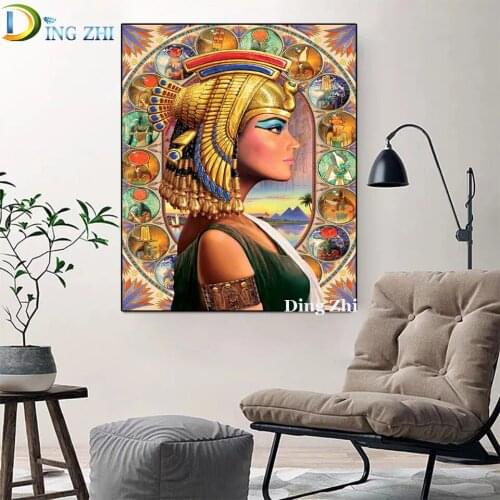 5D Diamond Painting Queen Decor Poster Egypt Woman Portrait Diy Mosaic Embroidery Cross Stitch Full Square Round Drill Home Gift