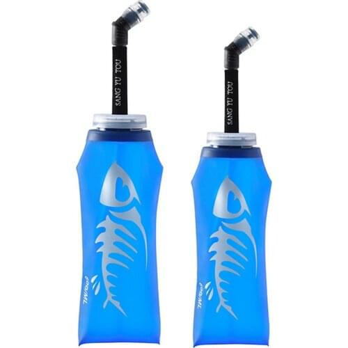 600ML Soft Water Bottles TPU Folding Flask BPA Free TPU Soft Water Bag Straw For Outdoor Sport Running Cycling