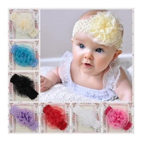 Girl hair accessories Beautiful Lace Flower Headwear Cute Elastic Headband Kids Flower Headdress Kid Hair YH414