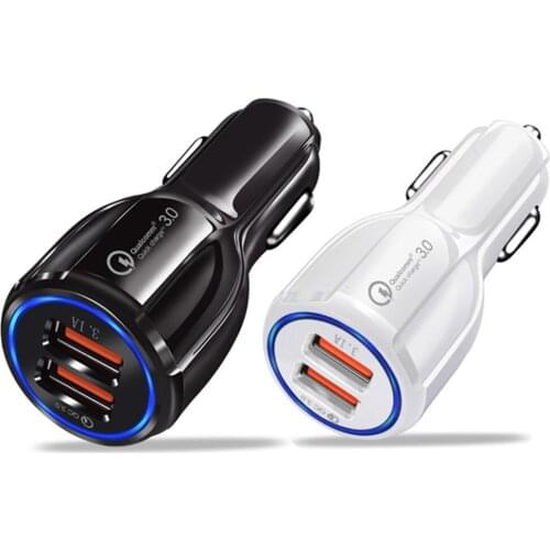 Quick Charge 3.0 USB Car Charger QC3.0 Dual USB Car Charger Fast Car 3.1A USB Charger for Mobile Phone DC 5V-2.4A DC 9V/1.7A