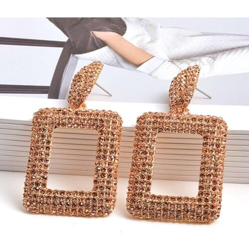 New Arrivals Full Crystal Bohemian Drop Earrings Jewelry Gift For Women Glass Geometric Dangle Earring Accessories