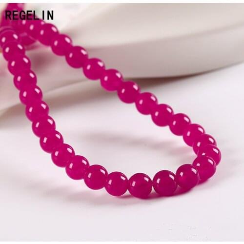 REGELIN Natural Stone Beads Round Red Crystal Quartz Semifinished Product Bead Loose Space Bead DIY Fashion Jewelry