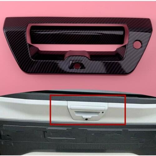 CITALL 2pcs/Set Black Carbon Fiber Print Tailgate Door Handle Bowl Decor Cover Trim fit for Ford F150 2015-2017 2018 2019 2020