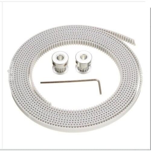 DuoWeiSi 3D Printer Parts 2Pcs GT2 Pulley 16 Teeth 2M White GT2 Timing Belt Kit For 3D Printer RepRap Prusa