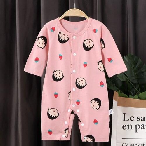 Baby Boys And Girls Cartoon One-piece Summer Thin Long Sleeve Baby Rompers Infantil Cotton Jumpsuit Newborn Baby Clothes
