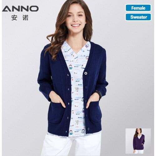 ANNO Long Sleeves Cotton Sweater Winter Hospital Equipment Unisex Work Wear Clothing Keep Warm Shirt Nursing Accessories