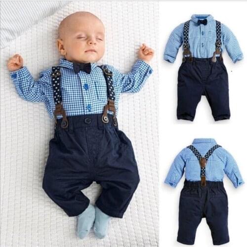 Baby Boy Clothing Set Spring Children Clothes Gentleman overalls Newborn Baby Clothes Bib Suit For Birthday Party Roupas Bebe