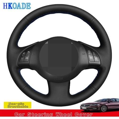 DIY Hand-stitched Black Artificial Leather Car Steering Wheel Cover For Fiat 500 2007-2015 500e 2014-2018 500C 2014-2017