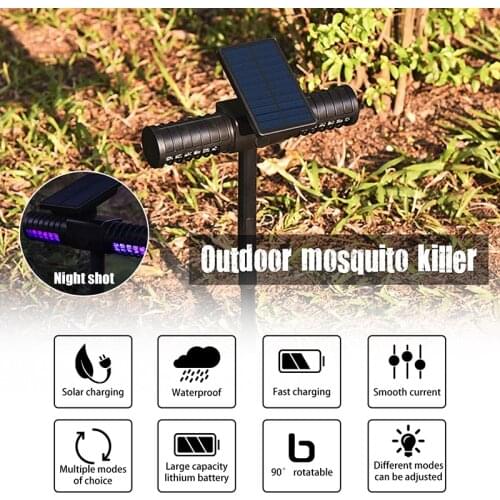 Solar Mosquito Killer Lamp LED Electric Bug Zapper Waterproof Anti Mosquito Light Garden Outdoor Lawn Mosquito Trap Supplies