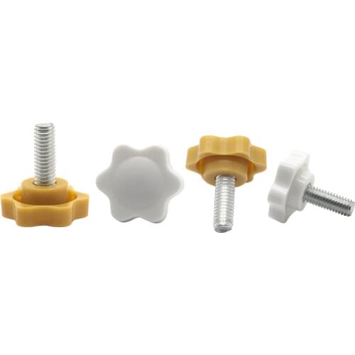 M4M5M6M8 DarK Yellow Star Shape Thread Clamping Handle Bolt Bakelite Hand Knob Tightening Screw Industry Equipment Plastic Steel