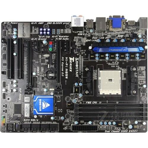 BIOSTAR ATX Desktop Computer Motherboard FM2 Hi-Fi A85W DDR3 Support USB 3.0
