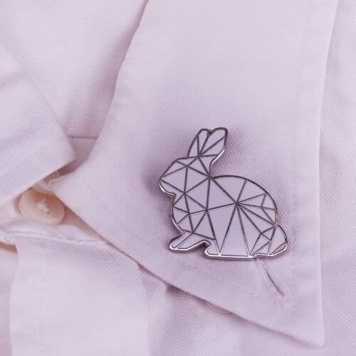 Lovely Rabbit Enamel White Cartoon Brooch For Lapel Scarf Sweater Coat Jacket Badge