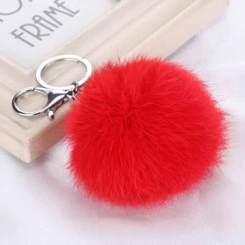 Cute Fluffy Real Rabbit Fur Ball Pompom Key Chain For Women Bunny Fur Pom Pom Keychain Female Bag Car Charm Trinket Wedding Gift