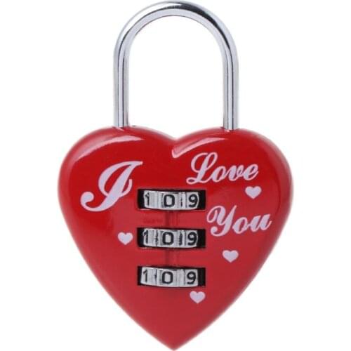 Mini Red Heart Locker Lock 3 Digits Resettable Combination Luggage Suitcase Decorative Padlock Safety Coded Lock