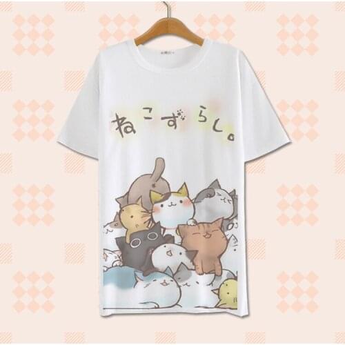Fashion Breathable Polyester T-shirt Anime Neko Atsume Cosplay T-shirt Casual Short sleeve cute Harajuku Style Milk Silk T-Shirt