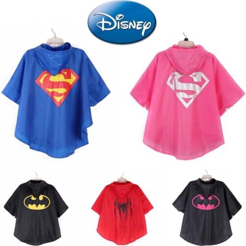 Fashion Disney Marvel Children Raincoat Cute Cartoon Spider Man Poncho Waterproof Rain Poncho Rain Gear Hooded Rainwear One Size