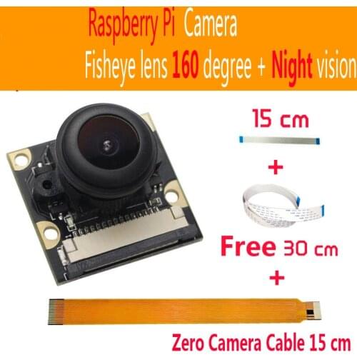 Raspberry Pi Camera Module 5MP Wide Angle fisheye 160 +Night Vision Surveillance Lenses 1080p for Raspberry pi zero 3B+ 4B pi0 W