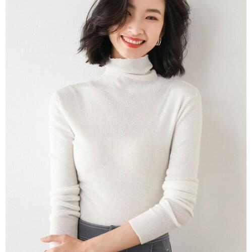MRMT 2021 Brand New Woman Korean Version Solid Color Slimmed Womens Hundred High Necked Knitwear Pile Collared Sweater Women