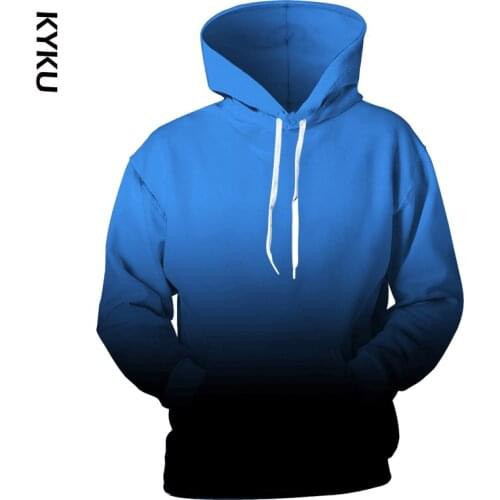 KYKU 2020 3D Full Print Hoodies Men Black White Gradient Simple Brand Loose Streetwear Pullover Tops Fashion Plus Size 5XL
