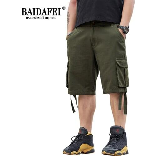 Oversizeds 5XL 6XL 7XL 8XL Mens Cargo Short - Reg and Big and Tall Sizes 2021 Summer New Military Casual Knee Length Shorts