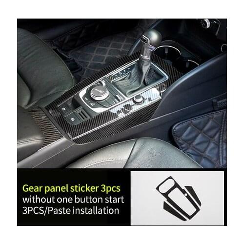 Gear Panel Sticker For Audi Carbon Fiber 2014 2018 2017 A3 3pcs - Without One Button Start