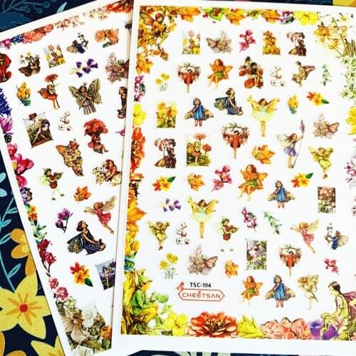 Newest TSC sereis TSC-194-195 Flower Fairy 3d nail art sticker nail decal stamping export japan designs rhinestones decorations