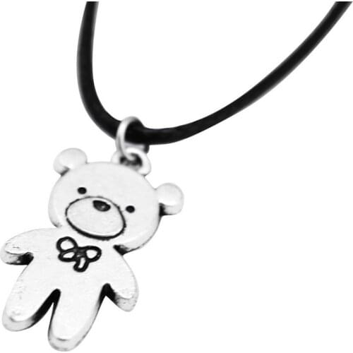 Fashion Cute Girl Bear Elephant Pendant Necklace Women Vintage Silver Color Wing Deer Animal Choker Necklace Female Jewelry Gift