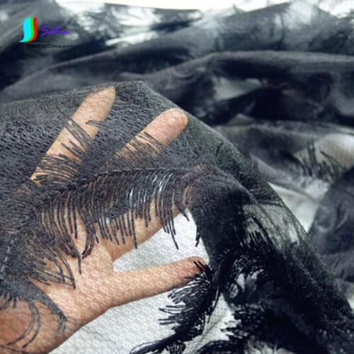 Feather Net Yarn Embroidery Fabric Clothing Curtain Fabric Accessory Dream Wedding Dress Embroidery Net Yarn Lace Fabric S167P