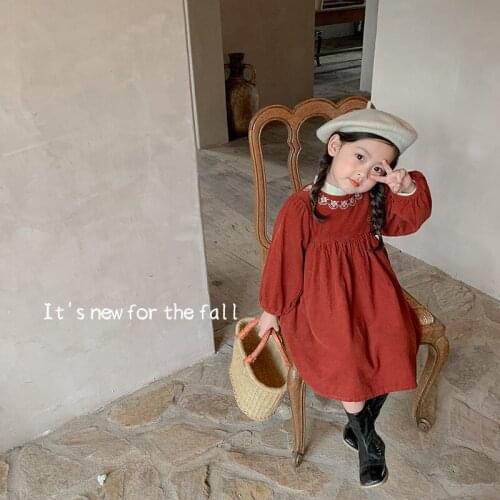 Girl Dress Kids Baby Gown 2021 Red Spring Autumn Toddler School Uniform Dresses Christmas Cotton Children Clothing