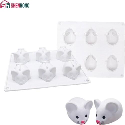 SHENHONG 6 Holes Rabbit Mouse Silicone Cake Mold Pudding Pastry For Baking Mousse Chocolate Pan Dessert Mould Decoration