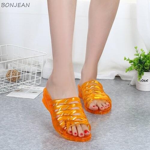 Womens Flip Flop Jelly Shoes Slides Women Summer Slippers Totem Plastic Slippers Outside Wear Summer Shoes Ladies Flat Slipper