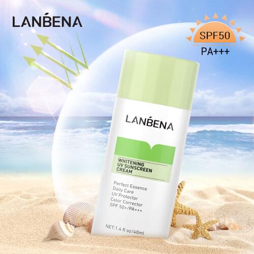 LANBENA Green Whitening UV Sunscreen Cream SPF50+ PA+++ Face Sunblock Body Sun Protection Refreshing Sunscreen Tanning Cream