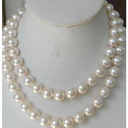 Super Long 12mm White Sea Shell Pearl Necklace Beads Jewelry Making Natural Stone Rope Chain 48inch