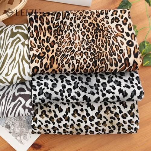 Soft Rayon Crepe Fabric Print Sewing Fabrics Skirts Material For Summer Women Leopard Dress 50*130cm/Piece TJ2662