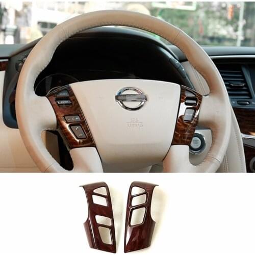 Car Styling Steering Wheel Decoration Trim Peach Wood Sticker For Nissan Patrol Y62 2013-2016 2017 2018 2019 Car Accessories