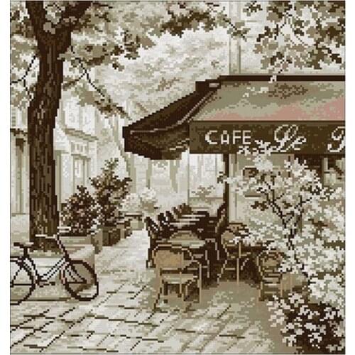 Parisian cafe patterns Counted Cross Stitch 11CT 14CT 18CT DIY Cross Stitch Kits Embroidery Needlework Sets home decor