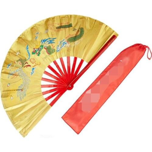 High quality bamboo taiji tai chi fan kung fu Dragon phoenix martial arts fans