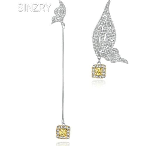 SINZRY lady Elegant jewelry cubic zirconia butterfly drop earrings OL trendy uneven sweety dangle earrings for women